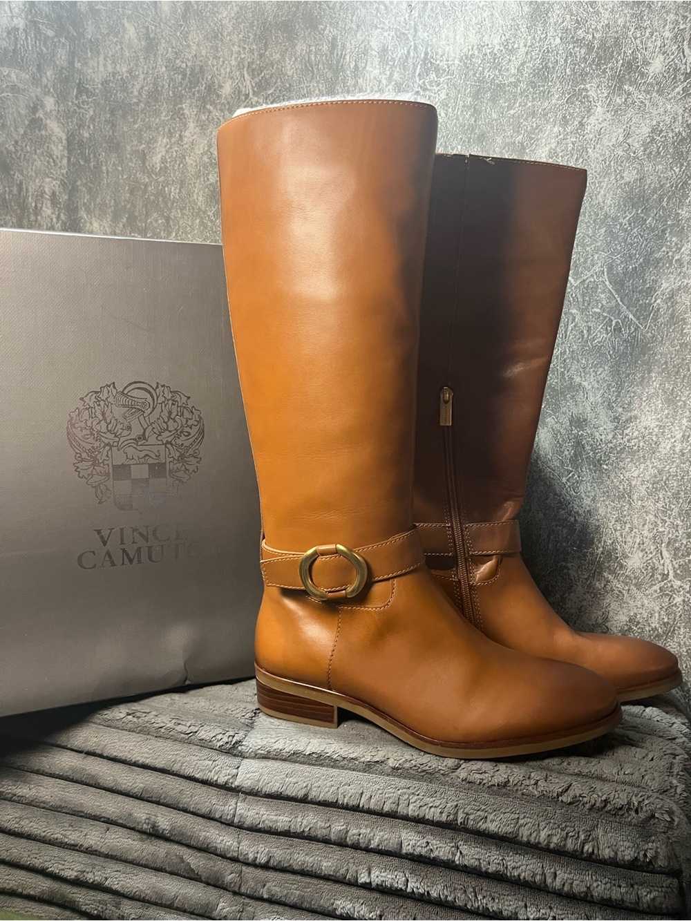 Vince Camuto Cognac Tan Over-The-Knee Brushed Leather Boots new 8